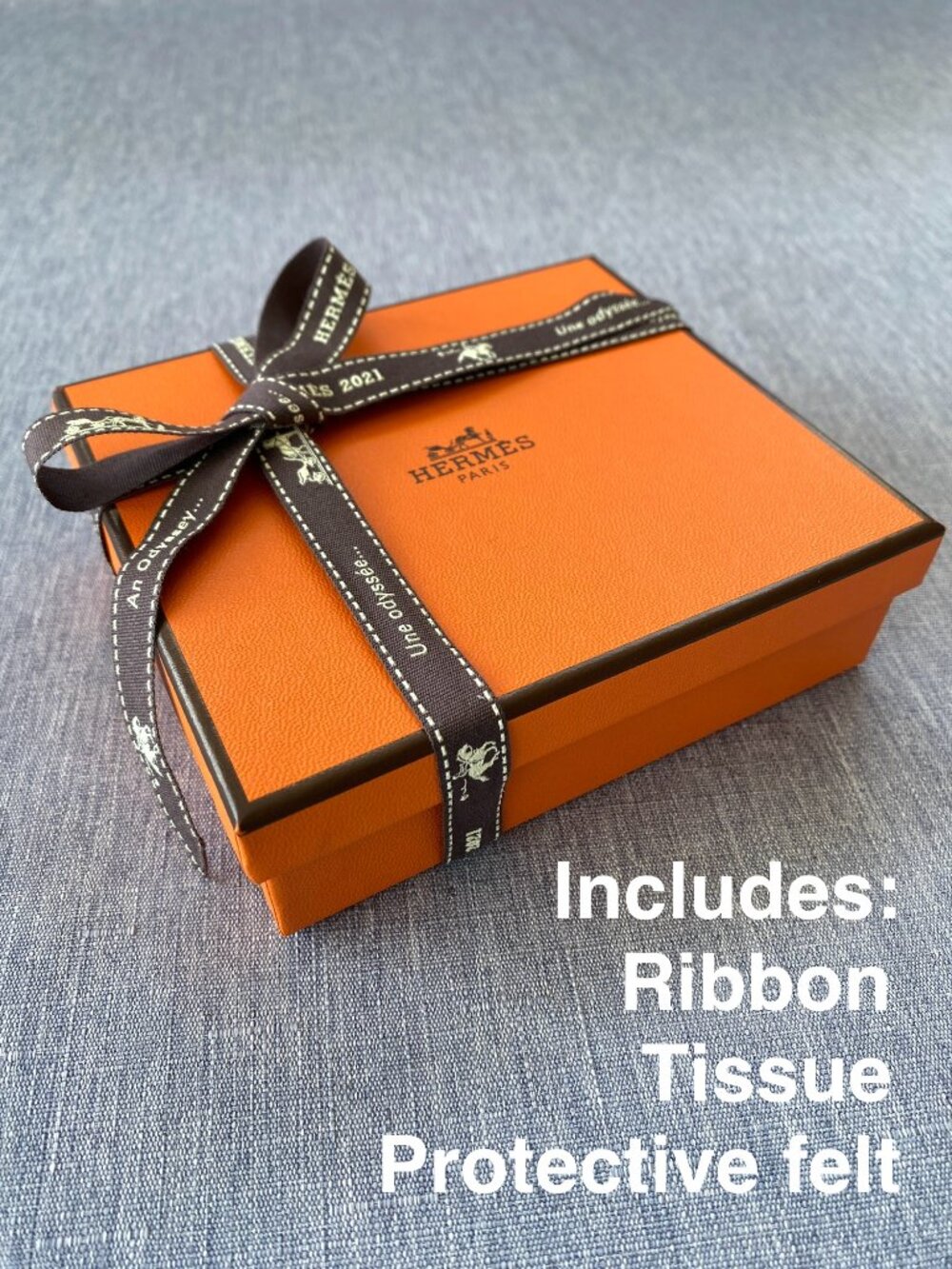 Authentic Hermès | Orange Box with Tissue Ribbon Gift Decoration Storage